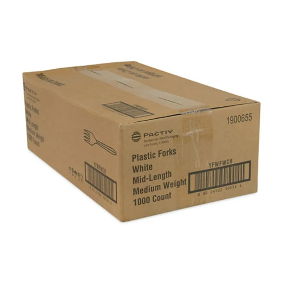 Pactiv Corp. Fieldware Mediumweight Fork Cutlery - White (1,000/Carton)