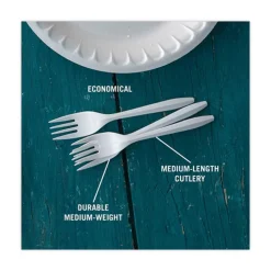 Pactiv Corp. Fieldware Mediumweight Fork Cutlery - White (1,000/Carton)