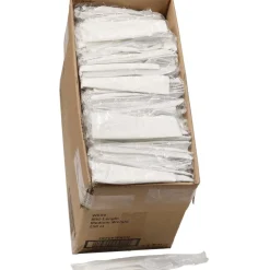 Pactiv Corp. Individually Wrapped Mediumweight Plastic Fieldware Cutlery Fork/Knife/Napkin/Spoon Kit - White (250/Carton)