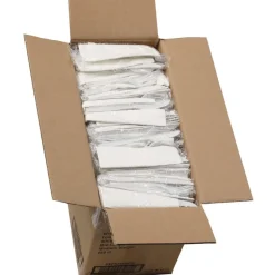 Pactiv Corp. Individually Wrapped Mediumweight Plastic Fieldware Cutlery Fork/Knife/Napkin/Spoon Kit - White (250/Carton)