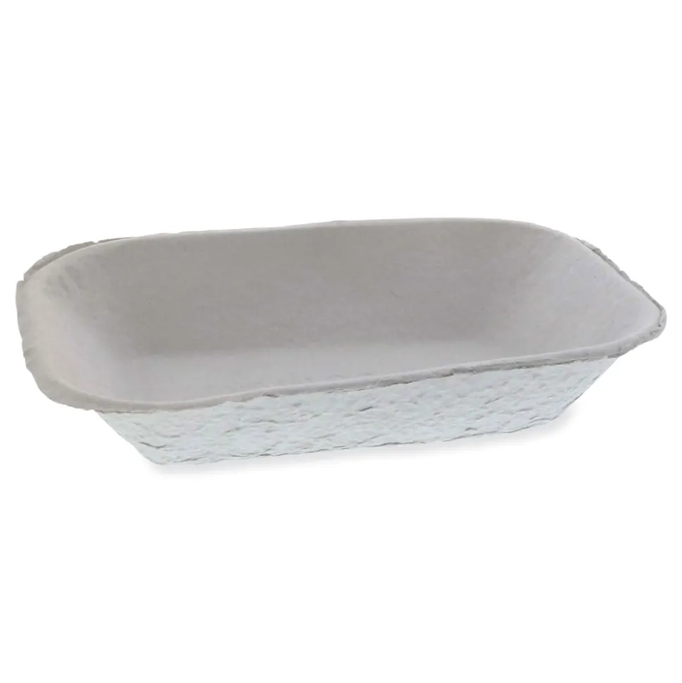 Pactiv Corp. M633524Y EarthChoice Pulpex 9.13 x 6.88 x 1.75 Steep Wall Paper Food Tray - Natural (460/Carton)