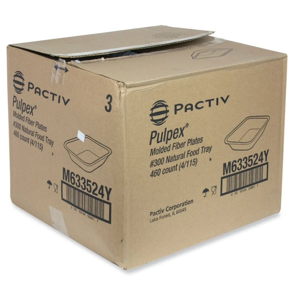 Pactiv Corp. M633524Y EarthChoice Pulpex 9.13 x 6.88 x 1.75 Steep Wall Paper Food Tray - Natural (460/Carton)