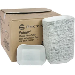 Pactiv Corp. M633524Y EarthChoice Pulpex 9.13 x 6.88 x 1.75 Steep Wall Paper Food Tray - Natural (460/Carton)