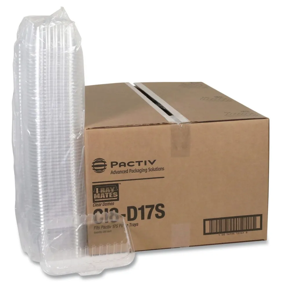 Pactiv Corp. 17S Deep Dome 8.3 in. x 4.8 in. x 2.1 in. Plastic OPS Dome-Style Lid - Clear