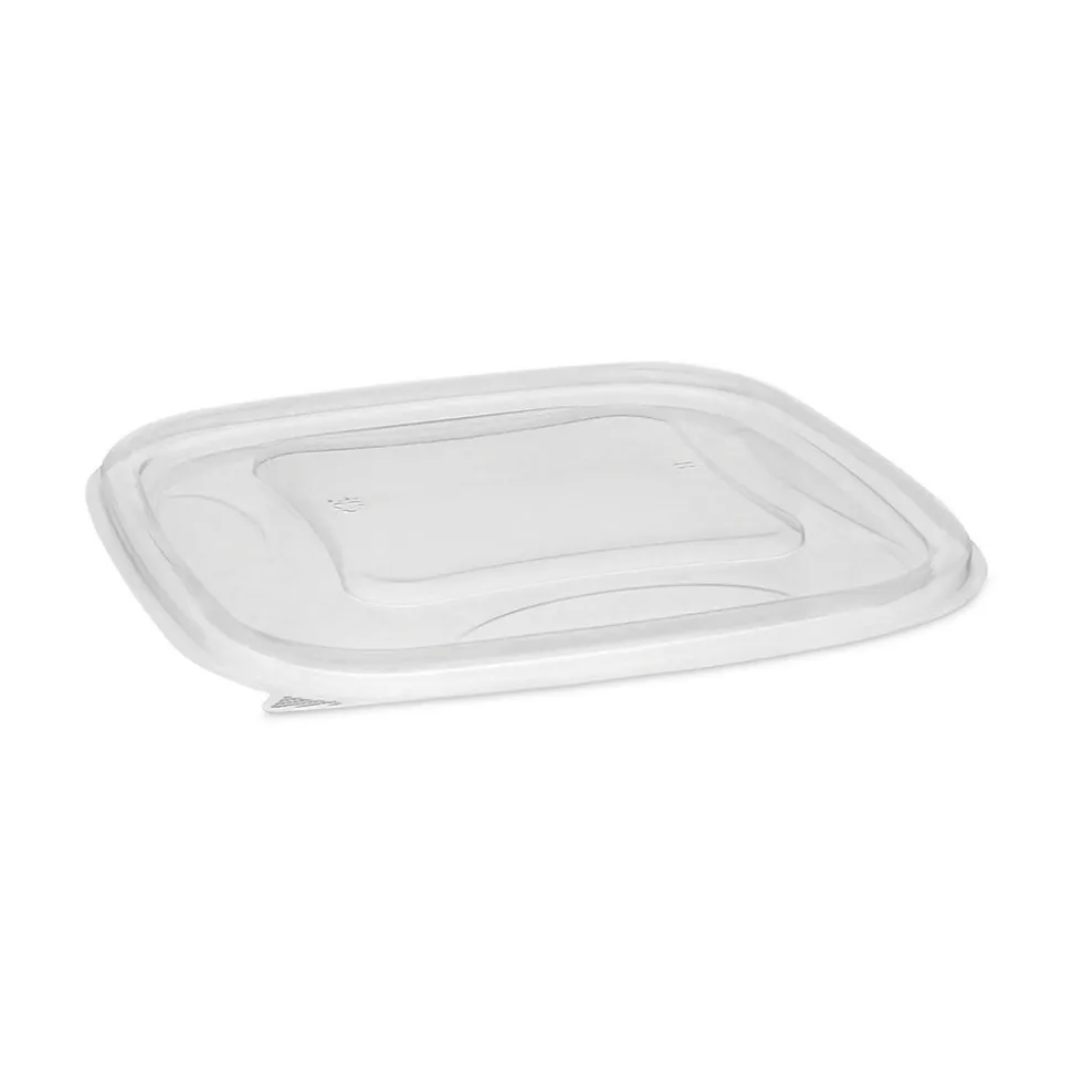 Pactiv Corp. SACLF07 EarthChoice 7.38 in. x 7.38 in. x 0.26 in. Square Recycled Bowl Flat Lid - Clear (300/Carton)