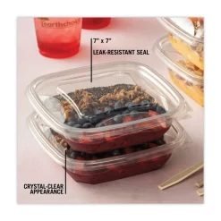 Pactiv Corp. SACLF07 EarthChoice 7.38 in. x 7.38 in. x 0.26 in. Square Recycled Bowl Flat Lid - Clear (300/Carton)