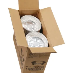 Pactiv Corp. Y52730 7 in. Diameter x 1.53 in. h 24 oz Aluminum Take-Out Container - Silver (250/Carton)