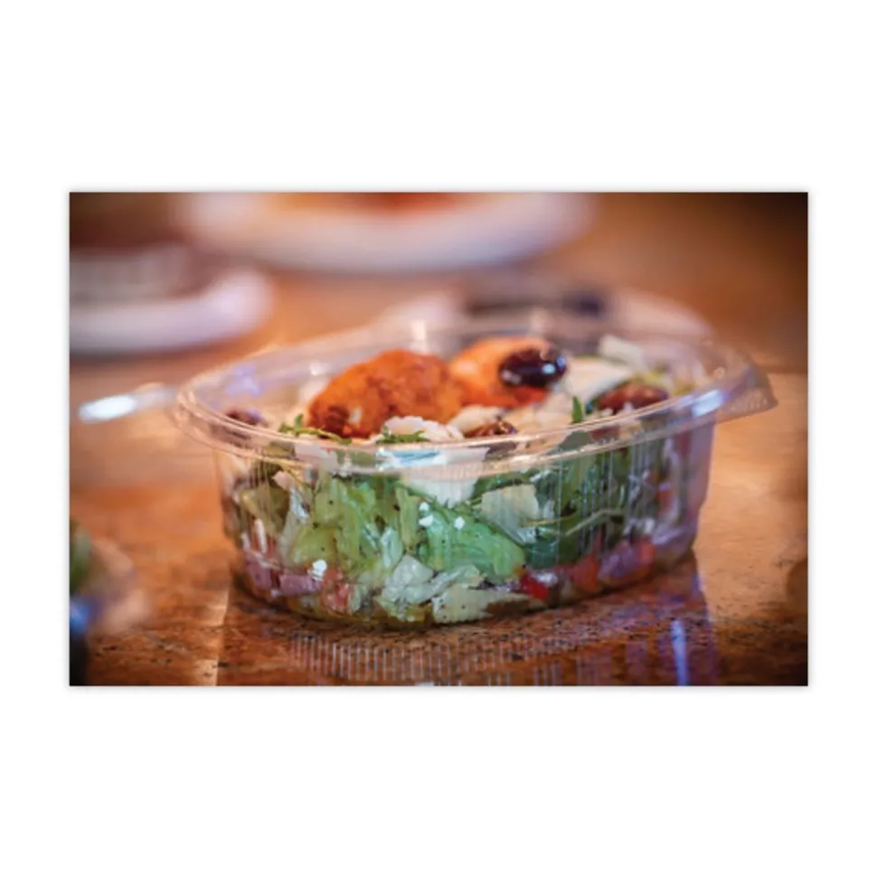 Pactiv Corp. YCA910240000 EarthChoice 24 oz. Recycled PET Hinged Container - Clear (280/Carton)