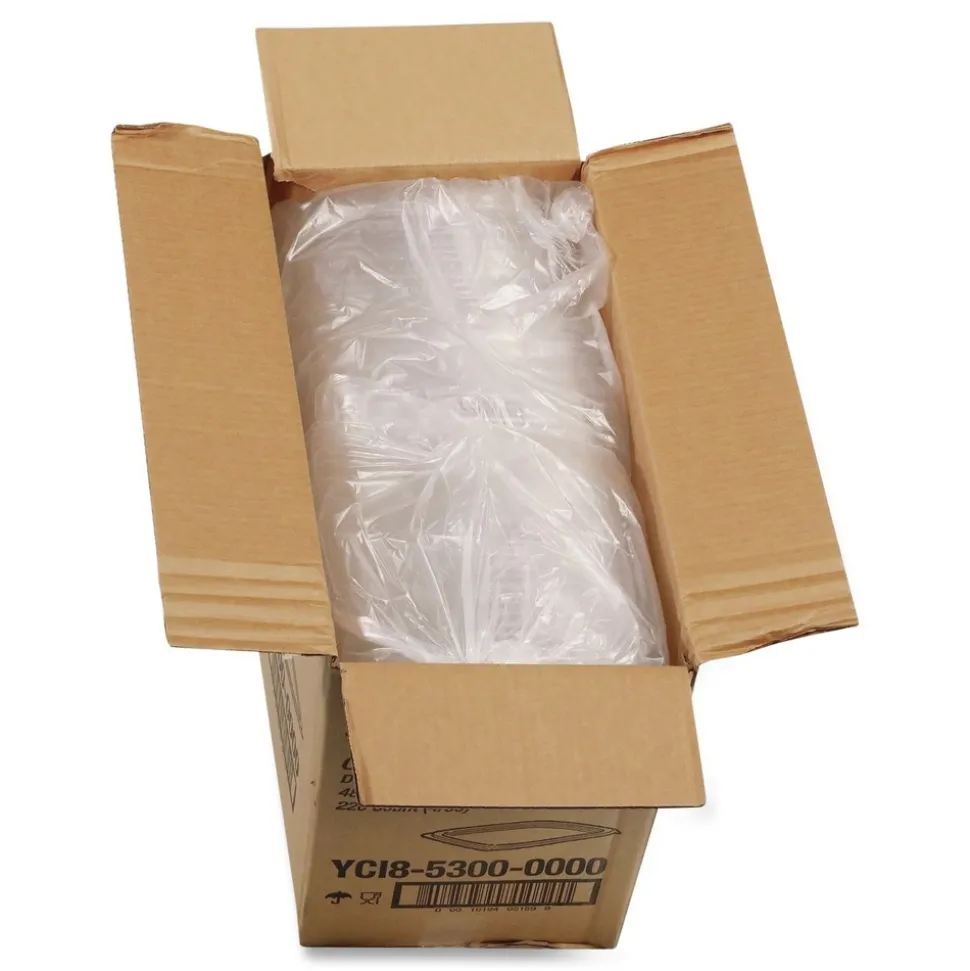 Pactiv Corp. YCI853000000 9 in. x 7.38 in. x 0.19 in., Deli Container Lid, Flat Lid For 3-Compartment 48/64 oz. Containers - Clear (220/Carton)