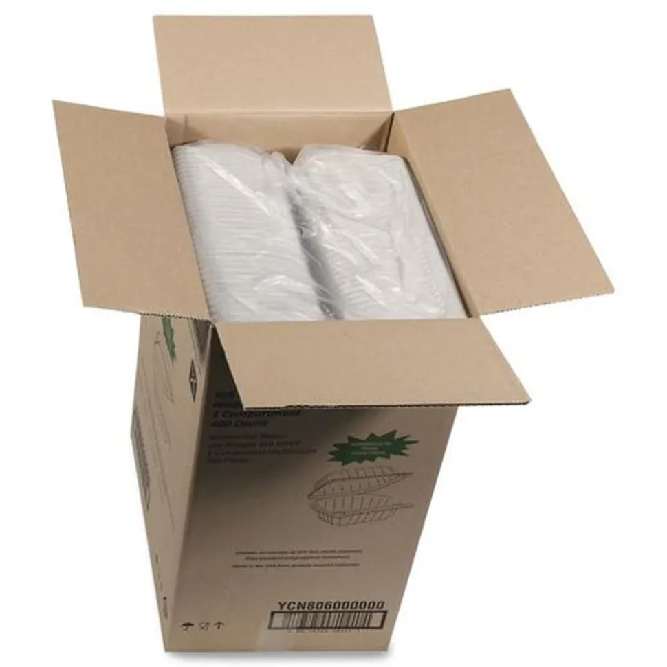 Pactiv Corp. YCN806000000 EarthChoice SmartLock 6 in. x 6 in. x 3.1 in. Microwaveable MFPP Hinged Lid Containers - White (400/Carton)