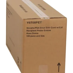 Pactiv Corp. Y6708PET 8.2 in. x 6.2 in. x 1.3 in. 22 oz. Classic Carry-Out Aluminum Container with PET Dome Lid - Silver/Clear (100/Carton)