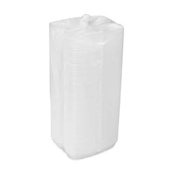 Pactiv Corp. YTH100980000 7.25 in. x 3 in. x 2 in. Single Tab Lock Hot Dog Foam Hinged Lid Containers - White (504/Carton)
