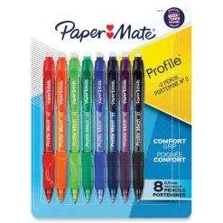 Paper Mate 0.7 mm HB (#2) Profile Mechanical Pencils - Black Lead/Assorted Barrel Colors (8/Pack)