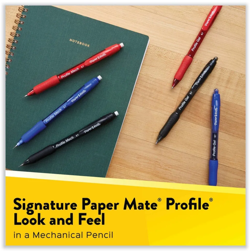 Paper Mate 0.7 mm HB (#2) Profile Mechanical Pencils - Black Lead/Assorted Barrel Colors (8/Pack)