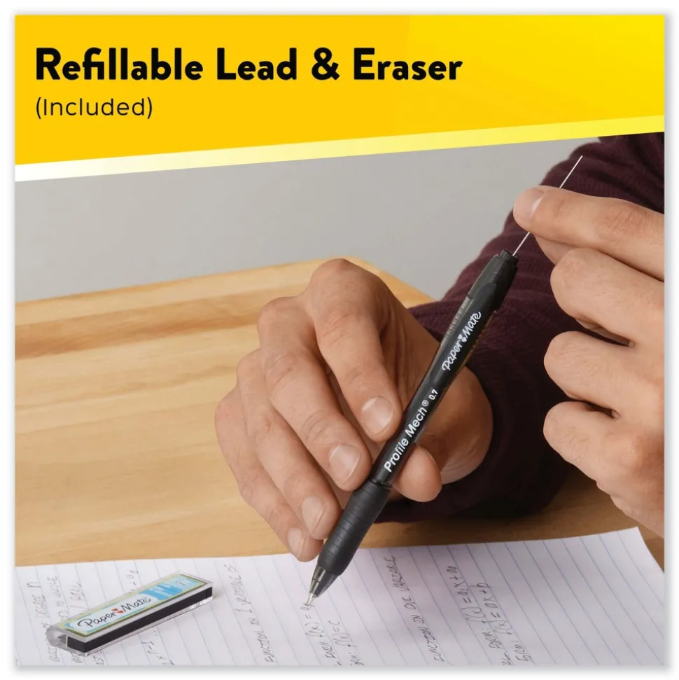 Paper Mate 0.7 mm HB (#2) Profile Mechanical Pencils - Black Lead/Assorted Barrel Colors (8/Pack)