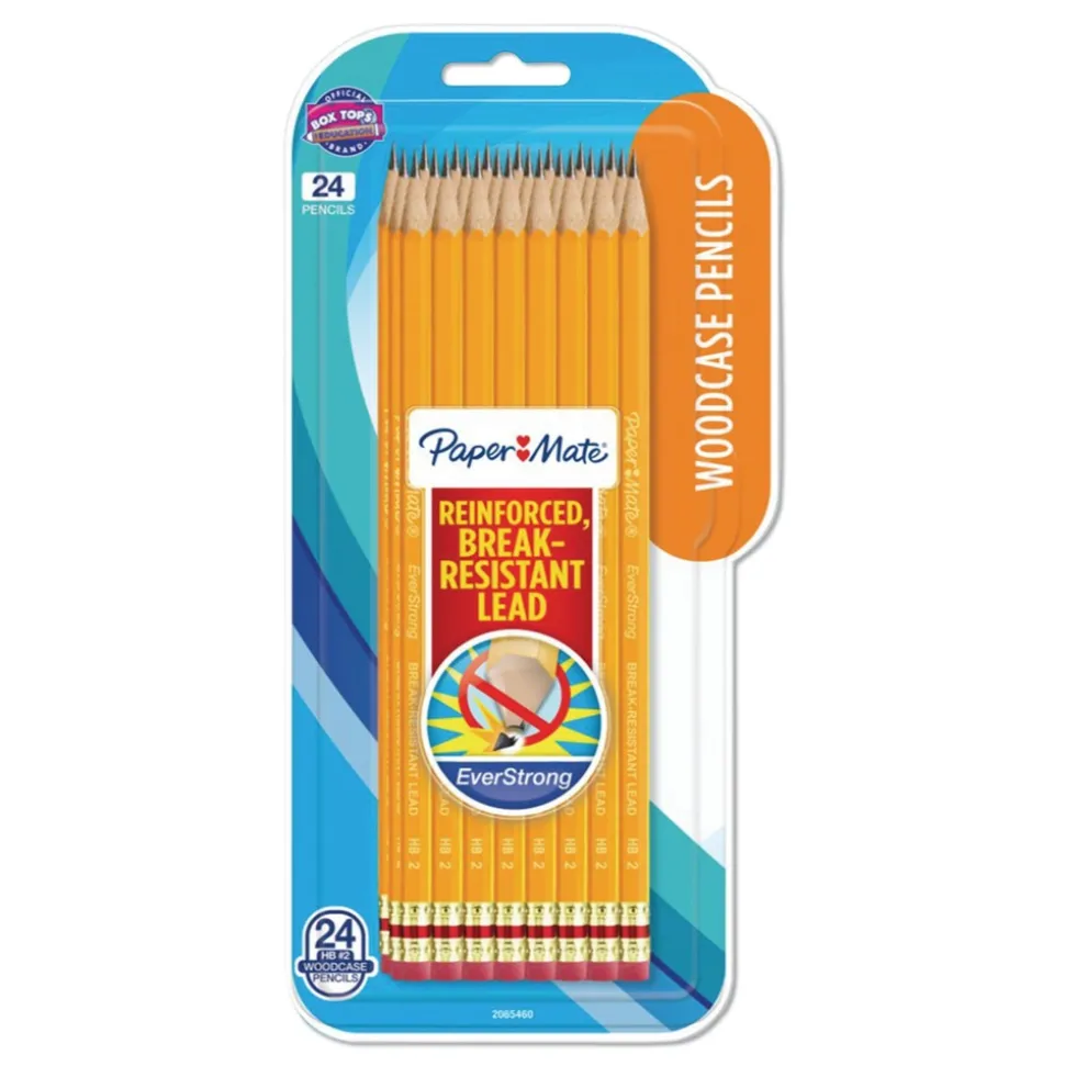 Paper Mate EverStrong No. 2 Pencils - Black Lead/Yellow Barrel (24/Pack)