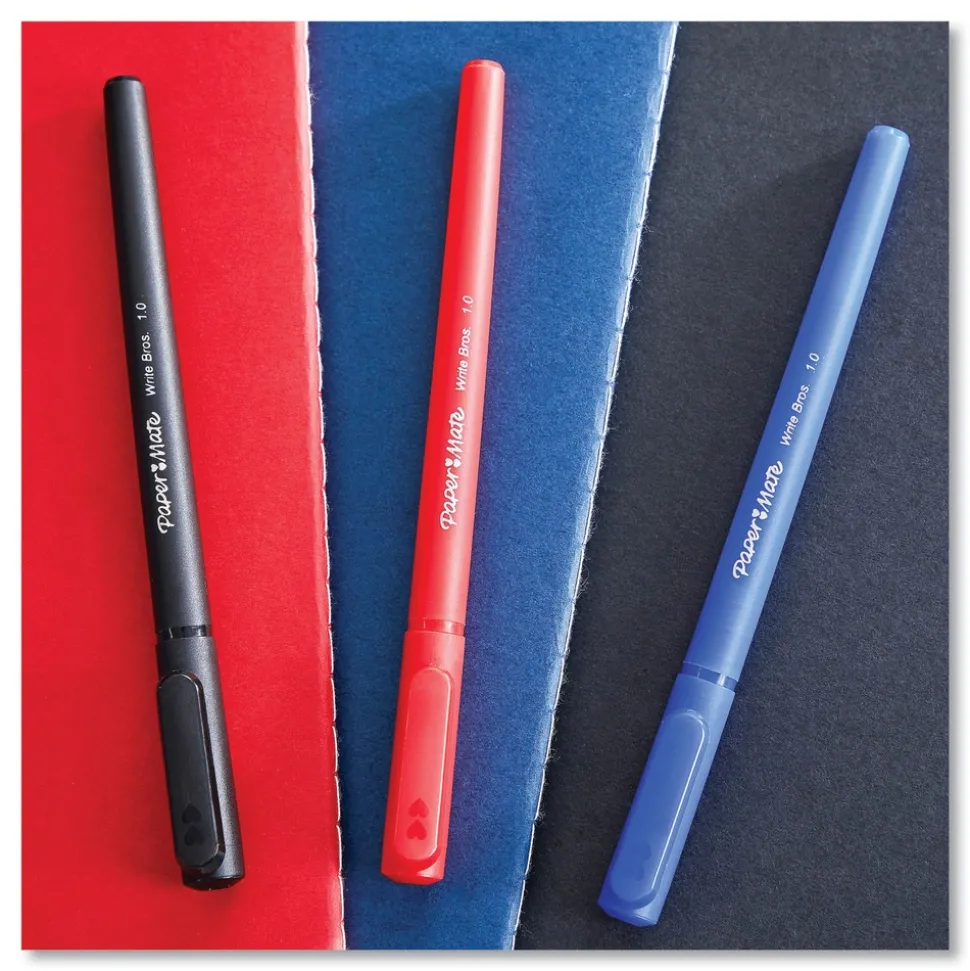 Paper Mate Fine 0.8 mm Write Bros. Stick Ballpoint Pen - Red Ink/Barrel (1-Dozen)