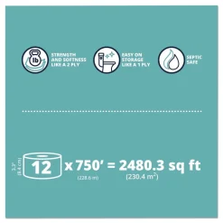 Papernet 3.3 in. x 750 ft. 1-Ply HyTech Seas Septic Safe Mini JRT - White (6/Carton)