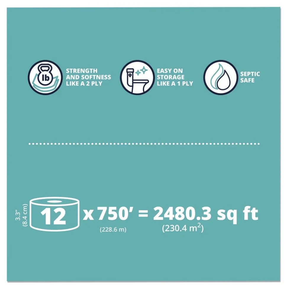 Papernet 3.3 in. x 750 ft. 1-Ply HyTech Seas Septic Safe Mini JRT - White (6/Carton)