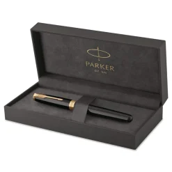 Parker Sonnet Medium 1 mm Fountain Pen with Gift Box - Black Ink/Black/Gold Barrel