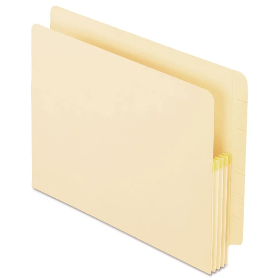 Pendaflex 3.5 in. Expansion Letter Size Manila Drop Front Shelf File Pockets with Rip-Proof-Tape Gusset Top - Manila (25/Box)