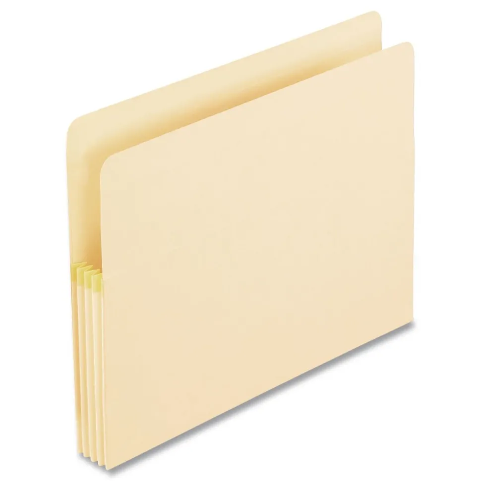 Pendaflex 3.5 in. Expansion Letter Size Manila Drop Front Shelf File Pockets with Rip-Proof-Tape Gusset Top - Manila (25/Box)