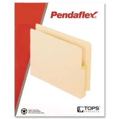 Pendaflex 3.5 in. Expansion Letter Size Manila Drop Front Shelf File Pockets with Rip-Proof-Tape Gusset Top - Manila (25/Box)