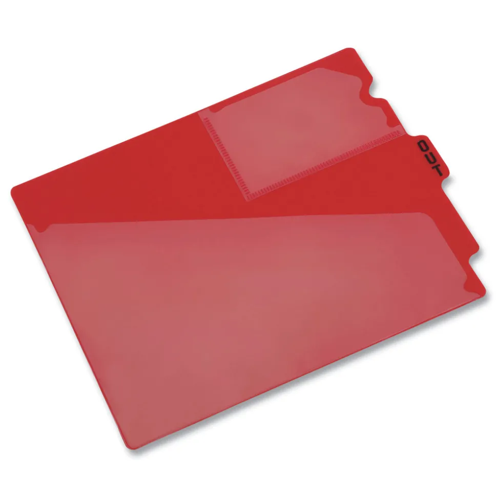 Pendaflex 1/3-Cut Center Position Letter Size Colored Poly End Tab Out Guides - Red (50/Box)