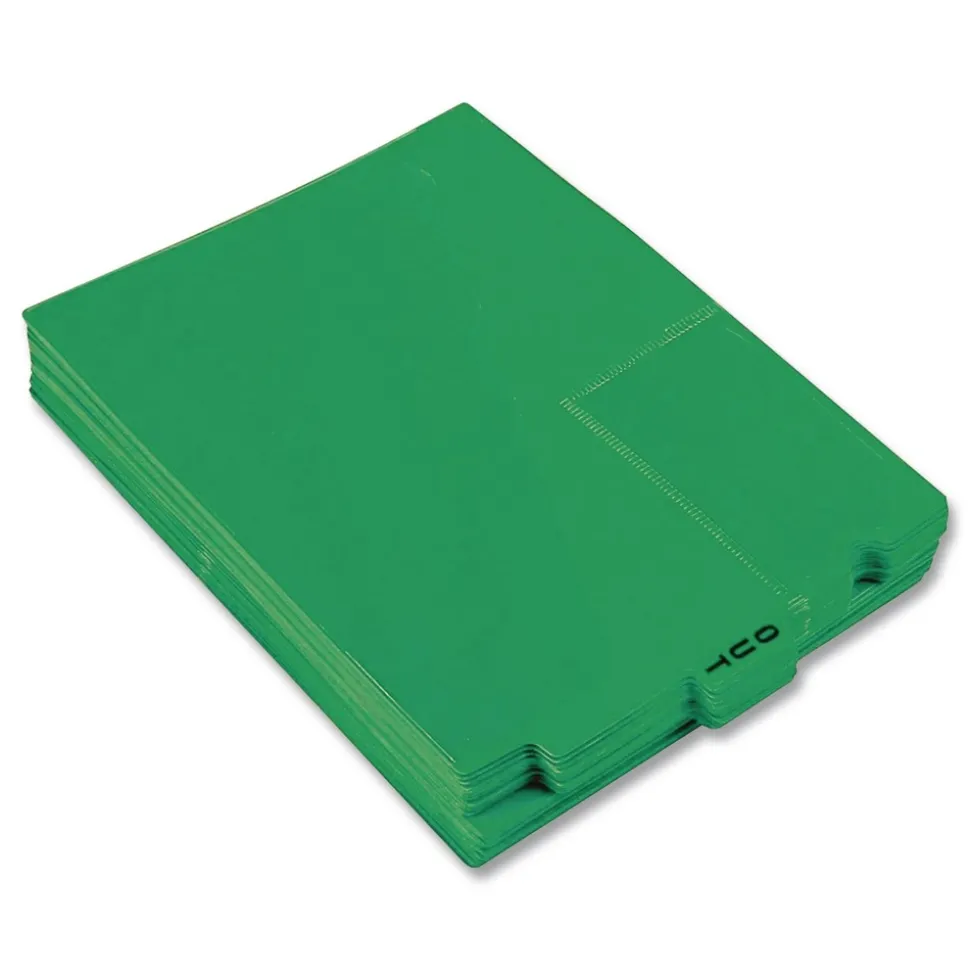 Pendaflex 1/3-Cut Center Position Letter Size Colored Poly End Tab Out Guides - Green (50/Box)