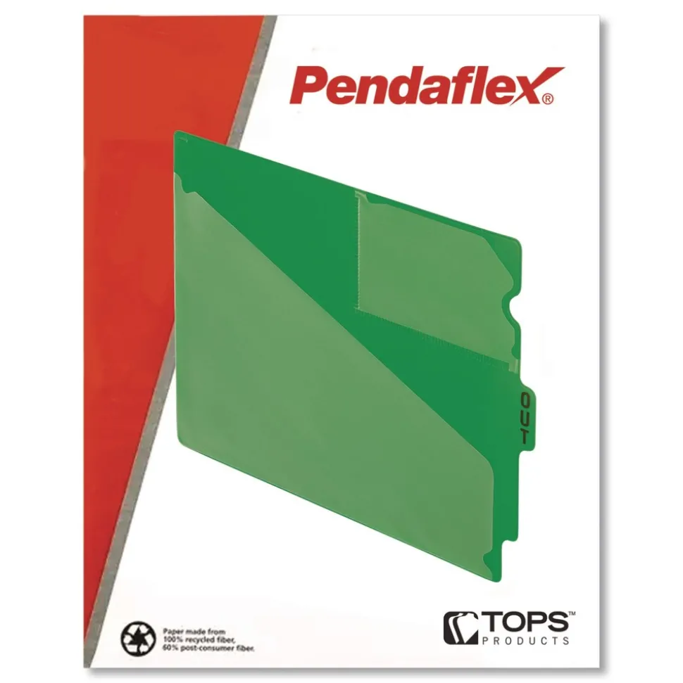 Pendaflex 1/3-Cut Center Position Letter Size Colored Poly End Tab Out Guides - Green (50/Box)