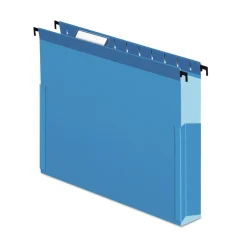 Pendaflex 1/5-Cut Tabs 3 in. Capacity 1 Section Letter Size SureHook Reinforced Extra-Capacity Hanging Box File - Blue (25/Box)
