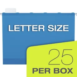 Pendaflex 1/5-Cut Tabs 3 in. Capacity 1 Section Letter Size SureHook Reinforced Extra-Capacity Hanging Box File - Blue (25/Box)