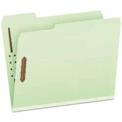 Pendaflex 1/3-Cut Tabs 3 in. Expansion 2 Fasteners Letter Size Heavy-Duty Pressboard Folders with Embossed Fasteners - Green (25/Box)