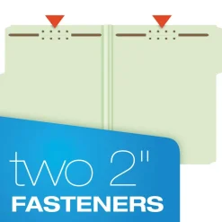 Pendaflex 1/3-Cut Tabs 3 in. Expansion 2 Fasteners Letter Size Heavy-Duty Pressboard Folders with Embossed Fasteners - Green (25/Box)