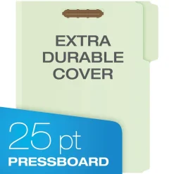 Pendaflex 1/3-Cut Tabs 3 in. Expansion 2 Fasteners Letter Size Heavy-Duty Pressboard Folders with Embossed Fasteners - Green (25/Box)