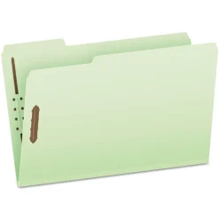 Pendaflex 1/3-Cut Tabs 2 in. Expansion 2 Fasteners Legal Size Heavy-Duty Pressboard Folders with Embossed Fasteners - Green (25/Box)