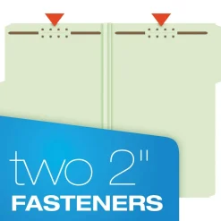 Pendaflex 1/3-Cut Tabs 2 in. Expansion 2 Fasteners Legal Size Heavy-Duty Pressboard Folders with Embossed Fasteners - Green (25/Box)