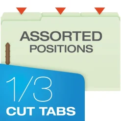 Pendaflex 1/3-Cut Tabs 2 in. Expansion 2 Fasteners Legal Size Heavy-Duty Pressboard Folders with Embossed Fasteners - Green (25/Box)