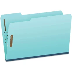 Pendaflex Heavy-Duty Pressboard Folders With Embossed Fasteners, Legal Size, Blue, 25/box