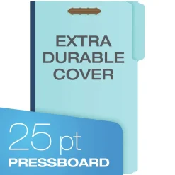 Pendaflex Heavy-Duty Pressboard Folders With Embossed Fasteners, Legal Size, Blue, 25/box
