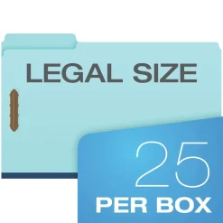 Pendaflex Heavy-Duty Pressboard Folders With Embossed Fasteners, Legal Size, Blue, 25/box