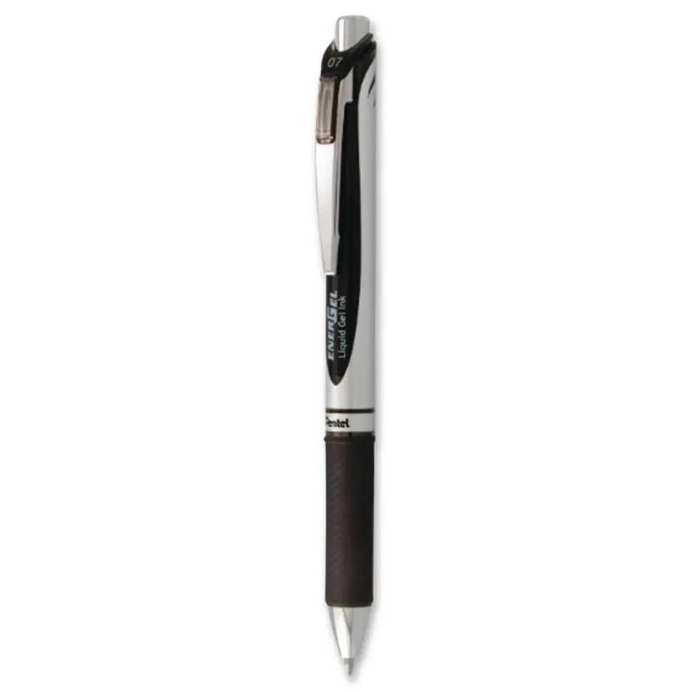 Pentel EnerGel PRO Permanent Ink Medium 0.7 millimeter Retractable Hybrid Gel Pen - Blue Ink/Black Barrel