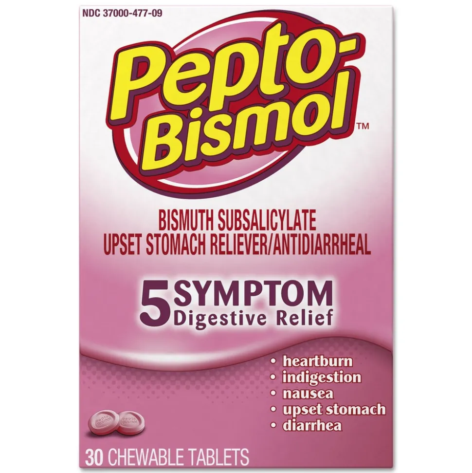 Pepto-Bismol Chewable Tablets, Original Flavor, 30/box, 24 Box/carton