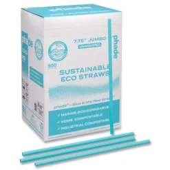 phade 511203 7.75 in. Marine Biodegradable Straws - Ocean Blue (6000/Carton)