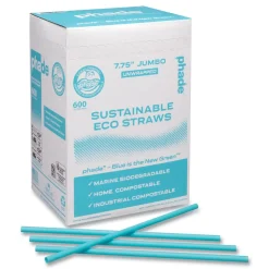 phade 511203 7.75 in. Marine Biodegradable Straws - Ocean Blue (6000/Carton)