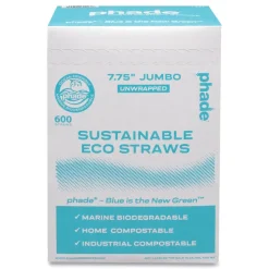 phade 511203 7.75 in. Marine Biodegradable Straws - Ocean Blue (6000/Carton)