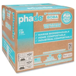 phade 511208 9 in. Marine Biodegradable Boba Straws - Ocean Blue (720/Carton)