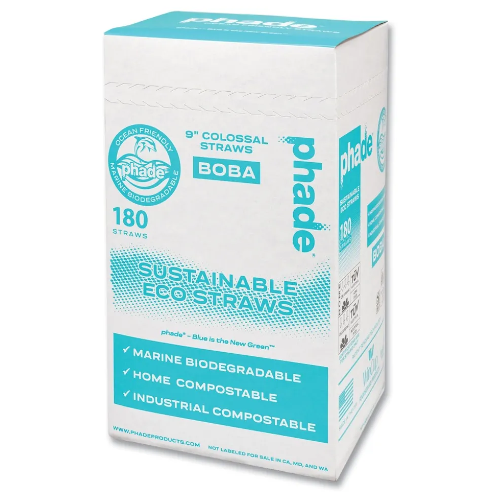 phade 511208 9 in. Marine Biodegradable Boba Straws - Ocean Blue (720/Carton)