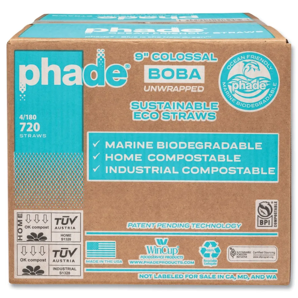 phade 511208 9 in. Marine Biodegradable Boba Straws - Ocean Blue (720/Carton)