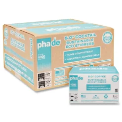 phade 511170 5 in. PHA Marine Biodegradable Stir Straws - Ocean Blue (1000/Box, 6 Boxes/Carton)